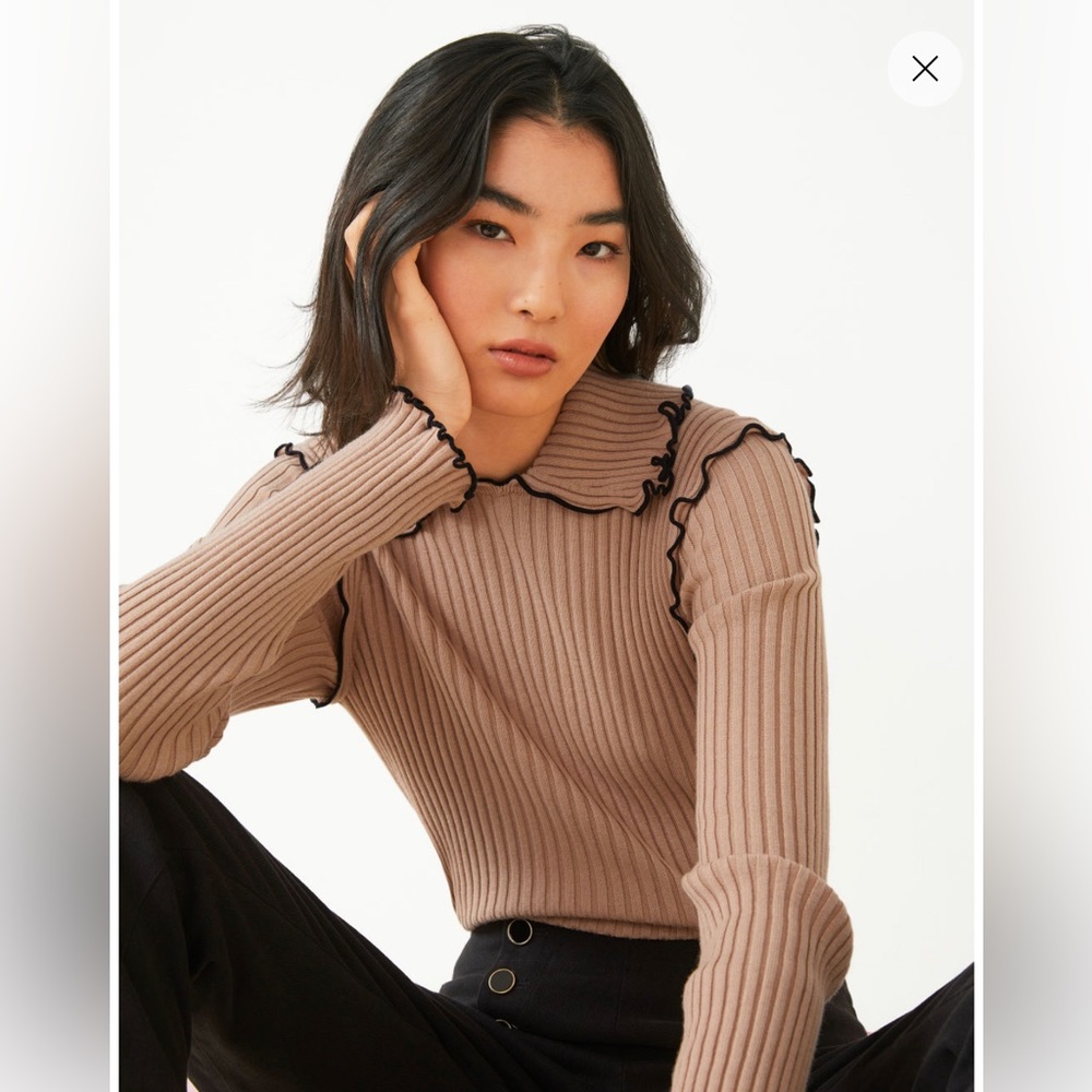 Frilled Edge Ribbed Wool Top (New Year Collection) - Picture 3 of 3